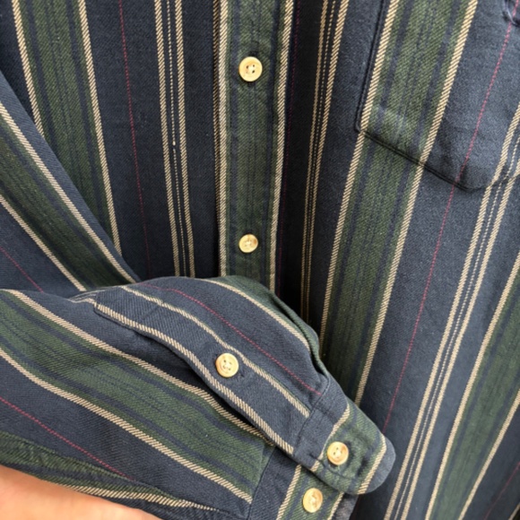 Duckhead Men’s Striped Flannel Button Down Navy Blue Green Vintage 90s Y2K XL - Picture 6 of 13
